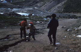 Photograph of three children playing in Apex, Northwest Territories