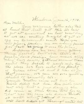 Letter from Clara Bigelow to mother