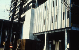 Photograph of construction of Tupper Building, nearing completion