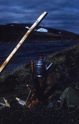 Photograph of a kettle outdoors near Frobisher Bay, Northwest Territories
