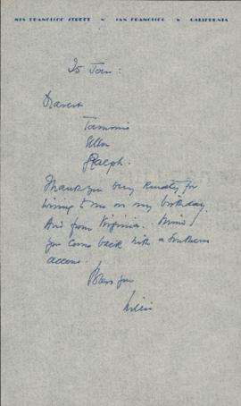 Letter from William Somerset Maugham to Ellen Ballon, Sally Ryan, and Ryan Gustafson