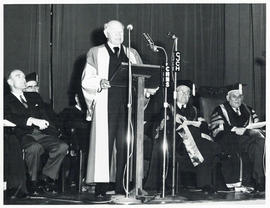 Photograph of unidentified man making a speech