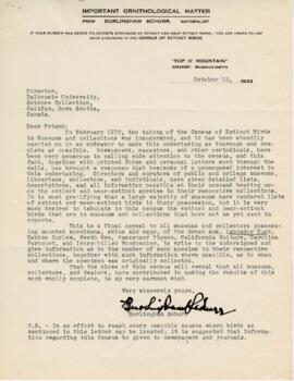 Correspondence between Carleton Stanley, Robie Tufts, and Burlingham Schurr, regarding Labrador d...