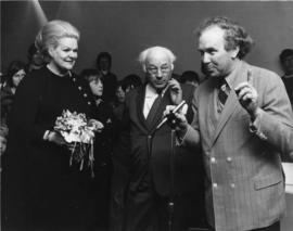 Photograph of Maureen Forrester, Henry Hicks and Ernest Smith at Dalhousie Art Gallery reception