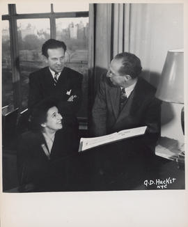 Photograph of Ellen Ballon with Antal Dorati and Aaron Copland