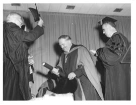 Photograph of Sir Edward Appleton and two other men in academic dress