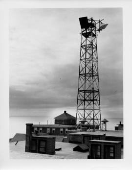 Photograph of the tower on the Island Telephone Company's central office, taken from the roof