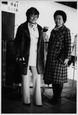 Photograph of Elisabeth Mann Borgese and a woman in Japan