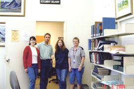 Photograph of Kellogg Library document delivery staff members
