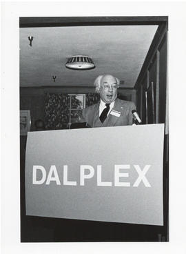 Photograph of Henry Hicks speaking at the Dalplex Campaign kick-off reception
