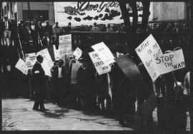 Photograph of marchers assembling in Halifax's Grand Parade prior to an anti-Vietnam War demonstr...