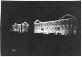Photograph of the Macdonald Library and Science Building at night