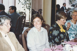 Photograph of Tony Engels, Gail Fraser, Anita Watson, and Helen Branny at Helen's Kellogg retirem...