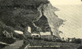 Photograph of Ecclesbourne Cliff, Hastings, East Sussex, England printed on a postcard
