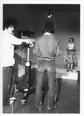 Photograph of cameramen on the set of a television show