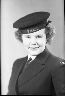 Photograph of Jean Crowther Wren in her HMCS uniform