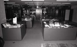 Photograph of display cases in the Special Collections Reading Room