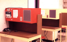 Photograph of the W.K. Kellogg Health Science Library audio stations