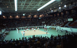 Photograph of women's volleyball featuring Canada versus Cuba