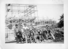 Photograph of a group of men the Arts & Administration Building construction site