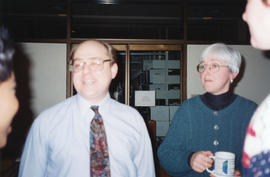 Photograph of Bill Slauenwhite and Bonnie Best Flemming in the Killam Memorial Library staff lounge
