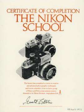 Certificate of Completion The Nikon School
