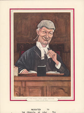Caricature drawing of the Right Hon. Lord Denning, Master of the Rolls