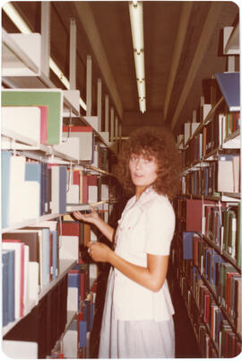 Photograph of an unidentified Killam Library staff person