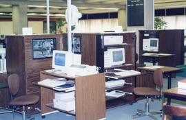 Photograph of the computer workstations at the Killam Memorial Library, Dalhousie University