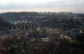 Photograph of Luxembourg City and the Passerelle (Luxembourg Viaduct), aerial view
