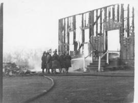 Photograph of firemen at the gymnasium fire