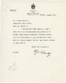 Correspondence from W. J. Wintensky, Ottawa, Ontario, to Thomas Head Raddall