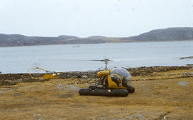 Photograph of a helicopter in Cape Dorset, Northwest Territories