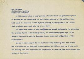 Vincent MacDonald 's address at the opening of the 1951 Highland Games : [manuscript]