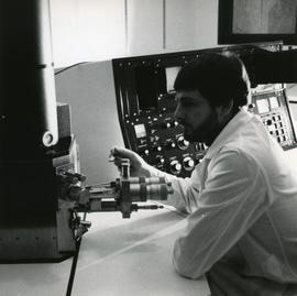 Photograph of Peter Wilkinson with equipment