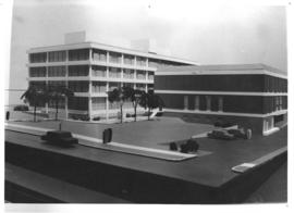 Photograph of a model of the Weldon Law Building