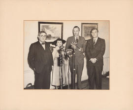 Douglas Clarke, Ellen Ballon, Frank Cyril James, and unknown man : [photograph]