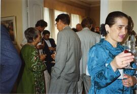 Photograph of Elisabeth Mann Borgese and others at the Embassy of Colombia, in Helskinki, Finland