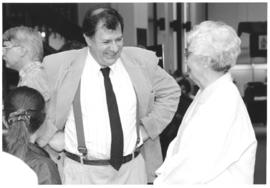 Photograph of Bill Owen and Helen Branny at Bill Owen's W.K. Kellogg retirement party