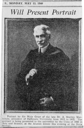 Newspaper clipping of a portrait of Arthur Stanley MacKenzie