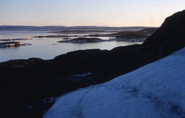 Photograph of Frobisher Bay taken from a hill