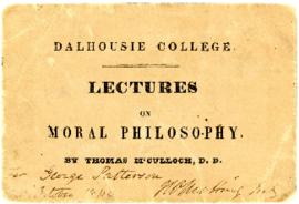 Ticket for Thomas McCulloch's lectures on moral philosophy at Dalhousie College