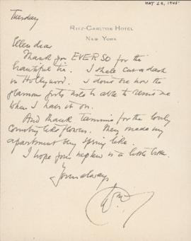 Letter from William Somerset Maugham to Ellen Ballon