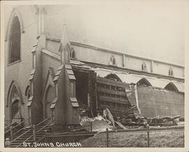 Photograph of the damage to St. John's Church after the Halifax Explosion