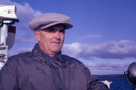 Photograph of Peter Berg  on a boat in Newfoundland and Labrador