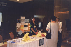 Photograph of  table at a health-related conference