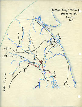 Map of Baddeck Bridge Mutual Telephone Company's telephone line