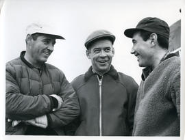 Photograph of Luke Dumas, Jacques Dumas, and George Koneak talking together