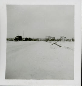 Photograph of toppled telephone poles approaching Pugwash from Wallace