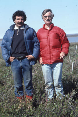 Photograph of Bill Freedman and Tom Hutchinson near Tuktoyaktuk, Northwest Territories